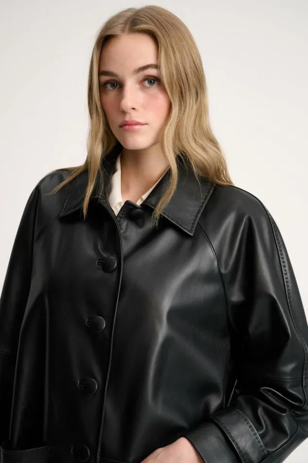 Luisa Spagnoli Outerwear Superbo 8211 Leather Coat Black 8211 Women Luisa Spagnoli Outerwear Superbo 8211 Leather Coat Black 8211 Women