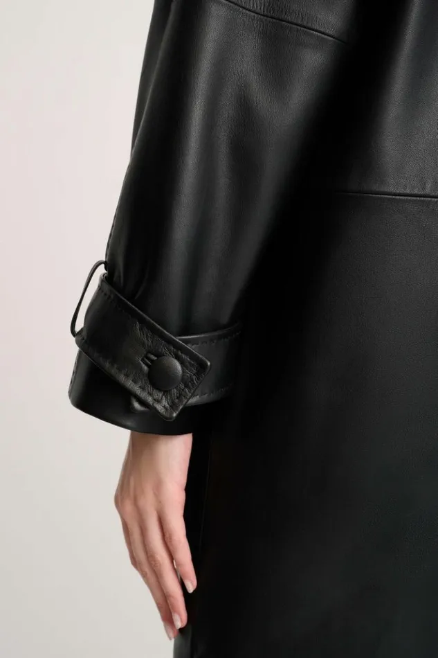 Luisa Spagnoli Outerwear Superbo 8211 Leather Coat Black 8211 Women Luisa Spagnoli Outerwear Superbo 8211 Leather Coat Black 8211 Women