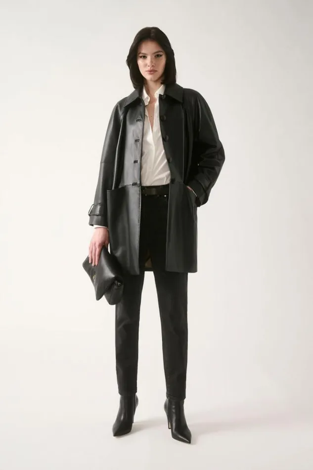 Luisa Spagnoli Outerwear Superbo 8211 Leather Coat Black 8211 Women Luisa Spagnoli Outerwear Superbo 8211 Leather Coat Black 8211 Women