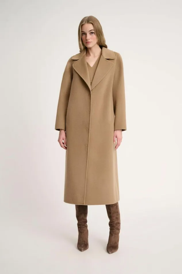 Luisa Spagnoli Outerwear Sussulto 8211 Coat With Faux Fur Lapels Camelbrown 8211 Women