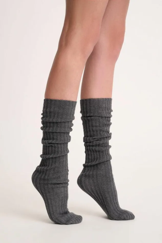 Luisa Spagnoli Shoes And Accessories Calza 8211 Cashmere Socks 8211 Fashion Show Grey Melange 8211 Women