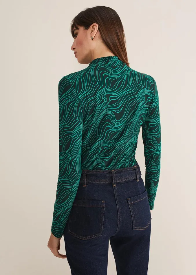 Macey High Neck Top Green Multi Women Phase Eight Tops and TShirts