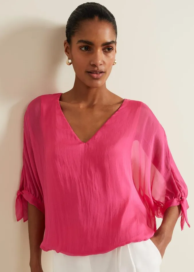 Madison Pink Silk Blouse Pink Women Phase Eight Shirts and Blouses