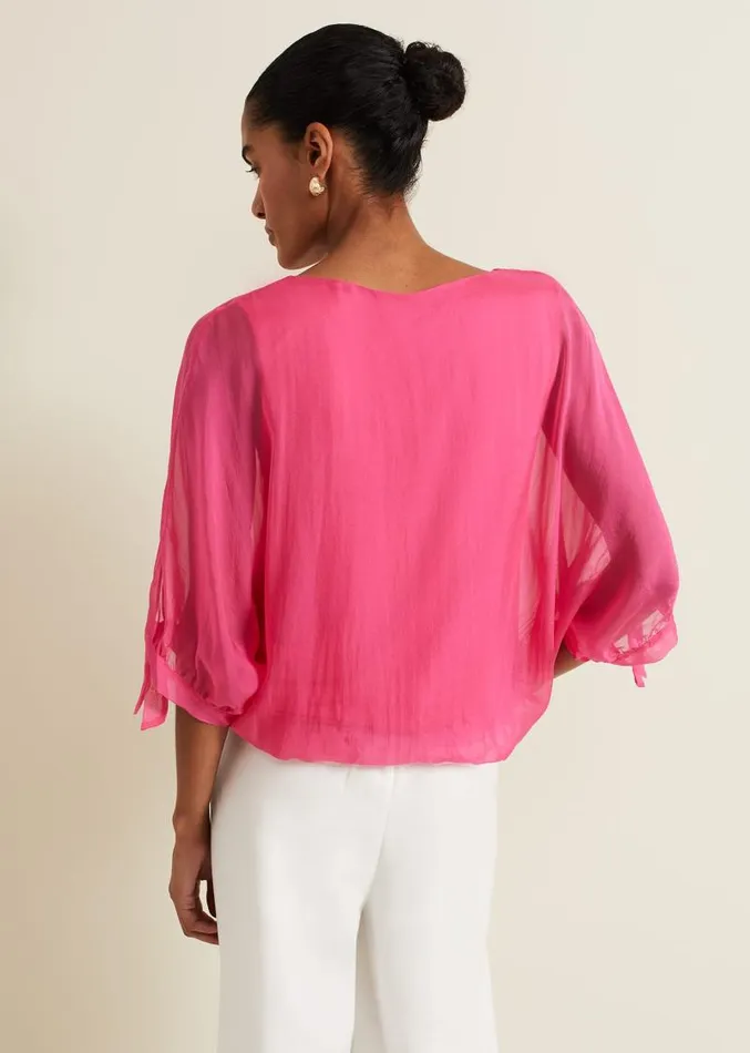 Madison Pink Silk Blouse Pink Women Phase Eight Shirts and Blouses