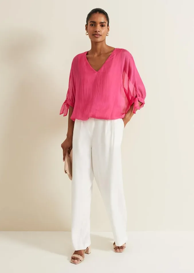 Madison Pink Silk Blouse Pink Women Phase Eight Shirts and Blouses