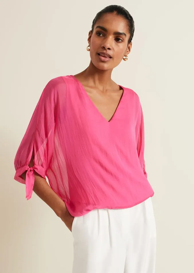 Madison Pink Silk Blouse Pink Women Phase Eight Shirts and Blouses