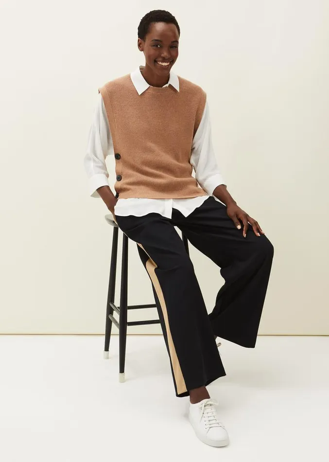 Mae Side Stripe Wide Leg Trouser Navy Women Phase Eight Trousers