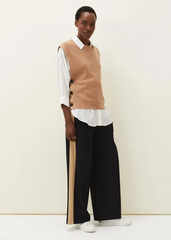 Mae Side Stripe Wide Leg Trouser Navy Women Phase Eight Trousers