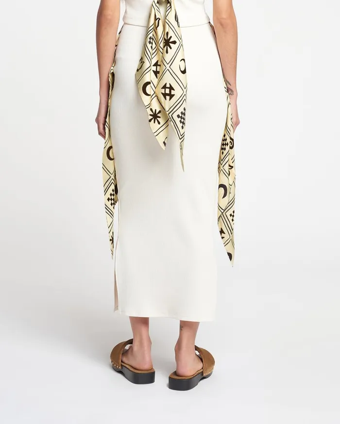 Maltha SilkTrimmed RibbedJersey Skirt Creme Women Nanushka Bottoms