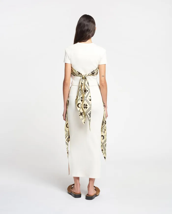 Maltha SilkTrimmed RibbedJersey Skirt Creme Women Nanushka Bottoms