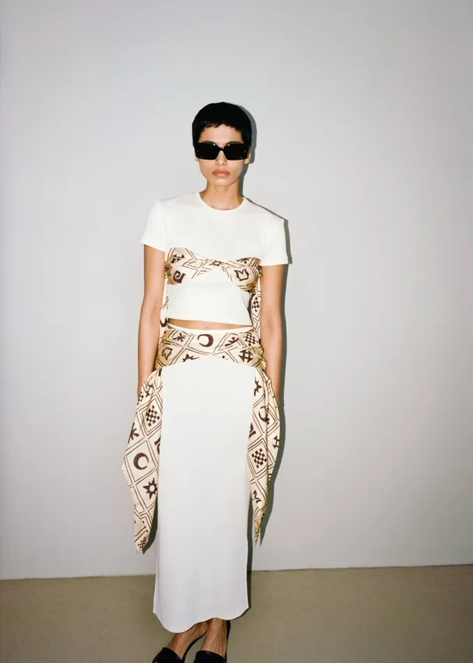 Maltha SilkTrimmed RibbedJersey Skirt Creme Women Nanushka Bottoms
