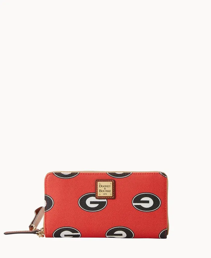 ManWoman Collegiate University Of Georgia Large Zip Around Wristlet Georgia Dooney and Bourke Wallets