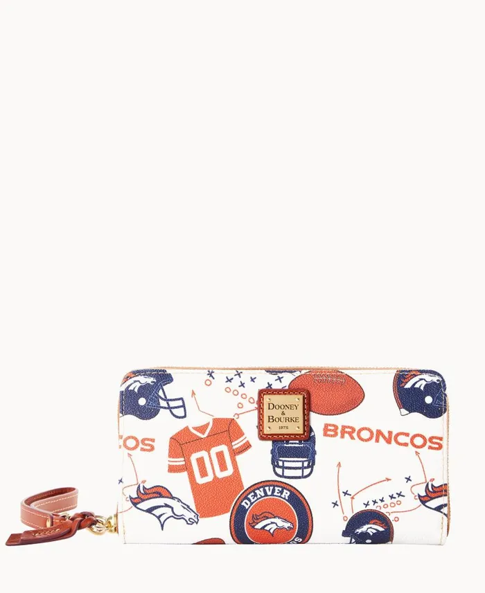 ManWoman NFL Broncos Large Zip Around Wristlet Broncos Dooney and Bourke Wallets