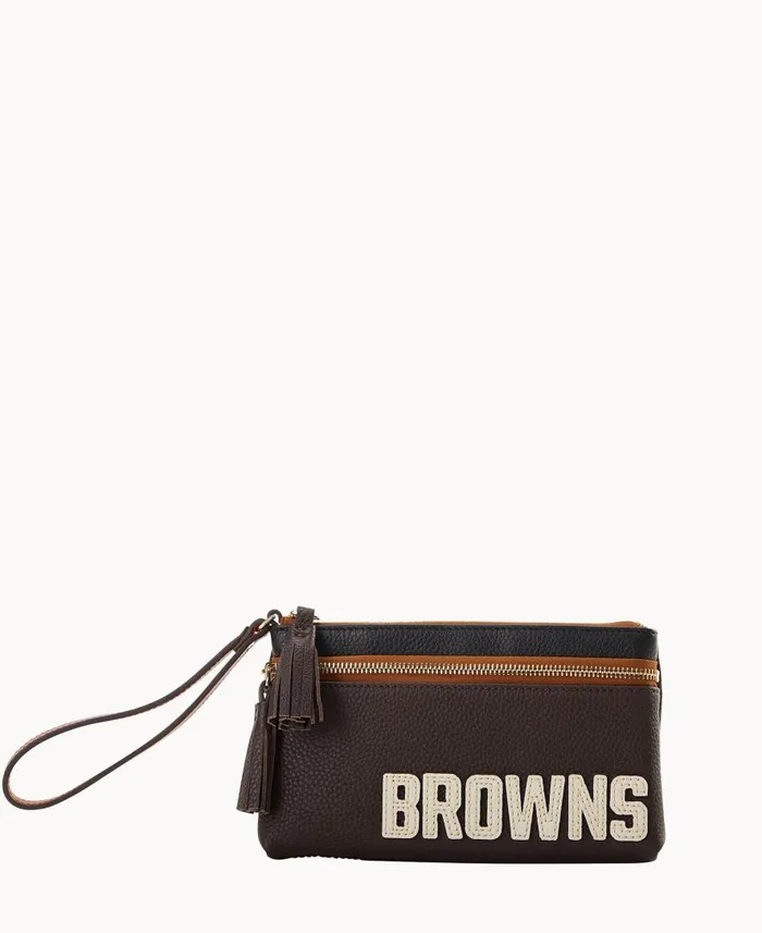 ManWoman NFL Browns Double Zip Wristlet Browns Dooney and Bourke Wallets