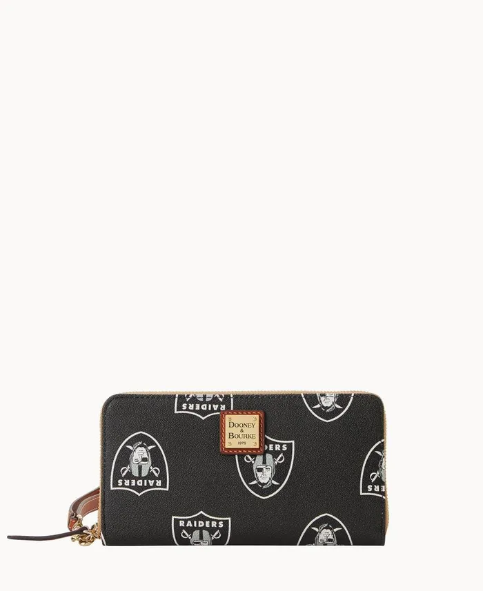 ManWoman NFL Raiders Large Zip Around Wristlet Raiders Dooney and Bourke Wallets
