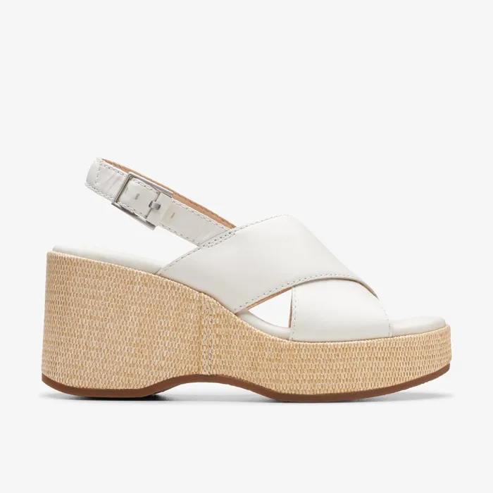 Manon Wish Off White Leather Women Clarks Sandals and Flip Flops