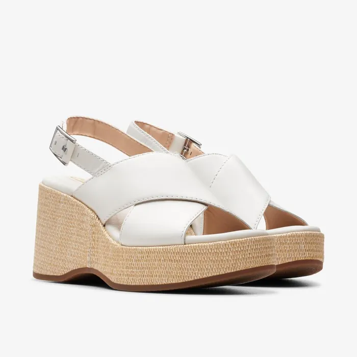 Manon Wish Off White Leather Women Clarks Sandals and Flip Flops