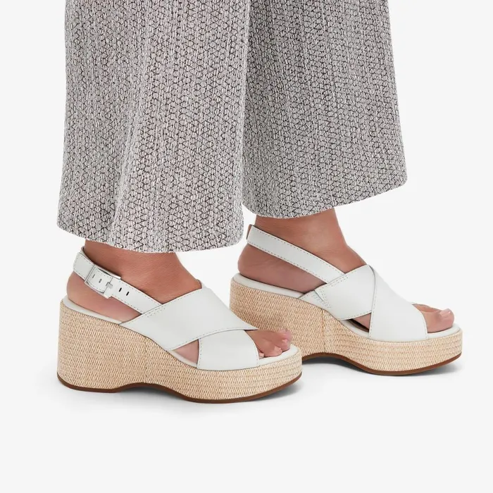 Manon Wish Off White Leather Women Clarks Sandals and Flip Flops