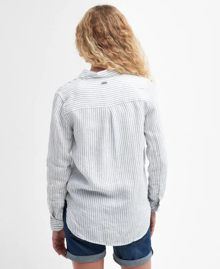 Marine Relaxed LongSleeved Shirt Tannin Stripe Women Barbour Shirts and Blouses