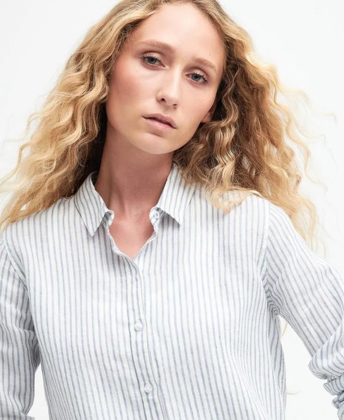 Marine Relaxed LongSleeved Shirt Tannin Stripe Women Barbour Shirts and Blouses