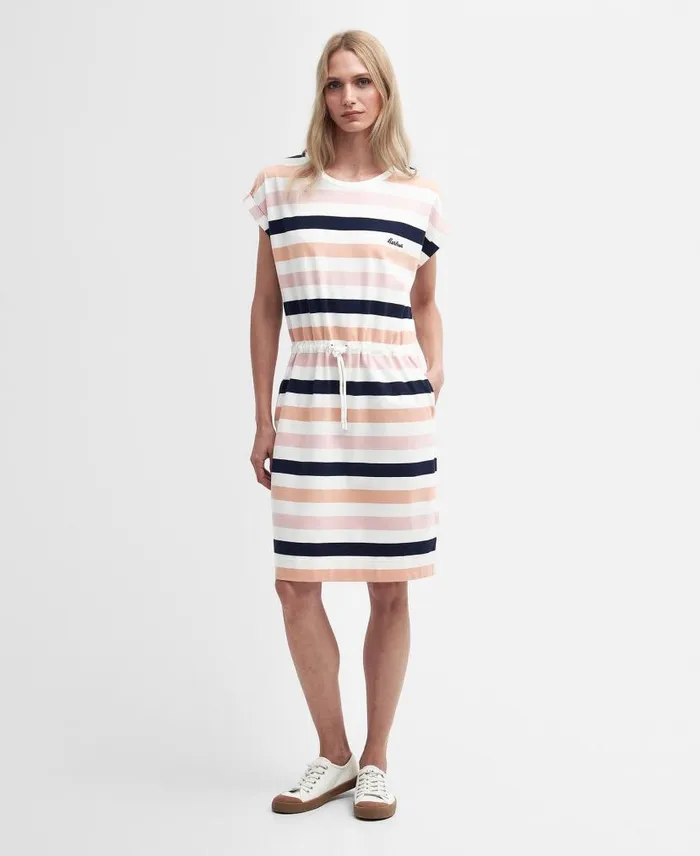 Marloes Striped TShirt Dress Navyapricot Crush Women Barbour Dresses and Skirts