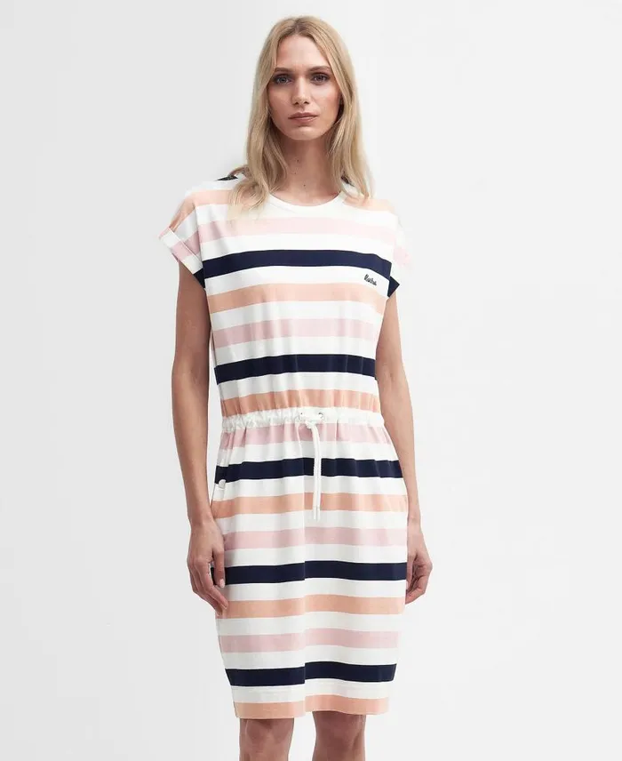 Marloes Striped TShirt Dress Navyapricot Crush Women Barbour Dresses and Skirts