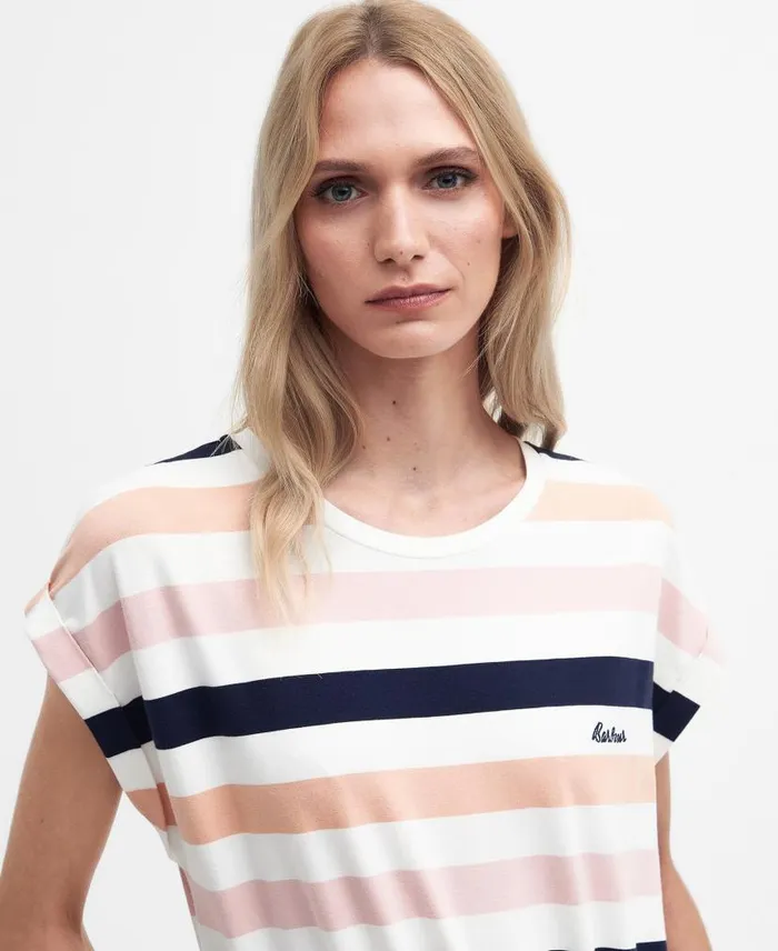 Marloes Striped TShirt Dress Navyapricot Crush Women Barbour Dresses and Skirts
