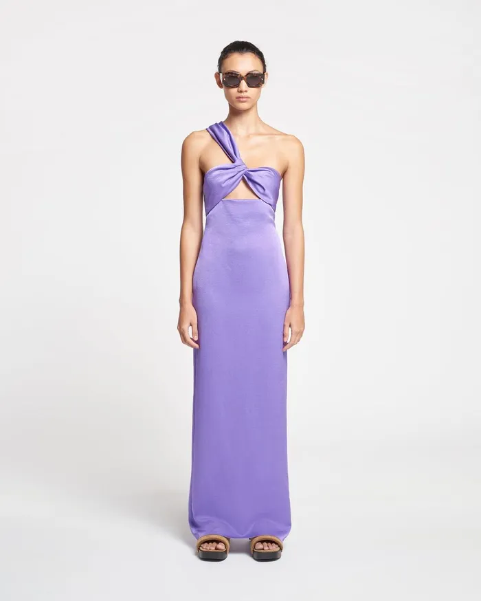 Maseco Twisted CrispSatin Maxi Dress Iris Women Nanushka Dresses