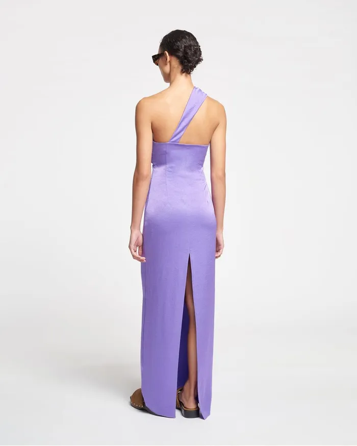 Maseco Twisted CrispSatin Maxi Dress Iris Women Nanushka Dresses