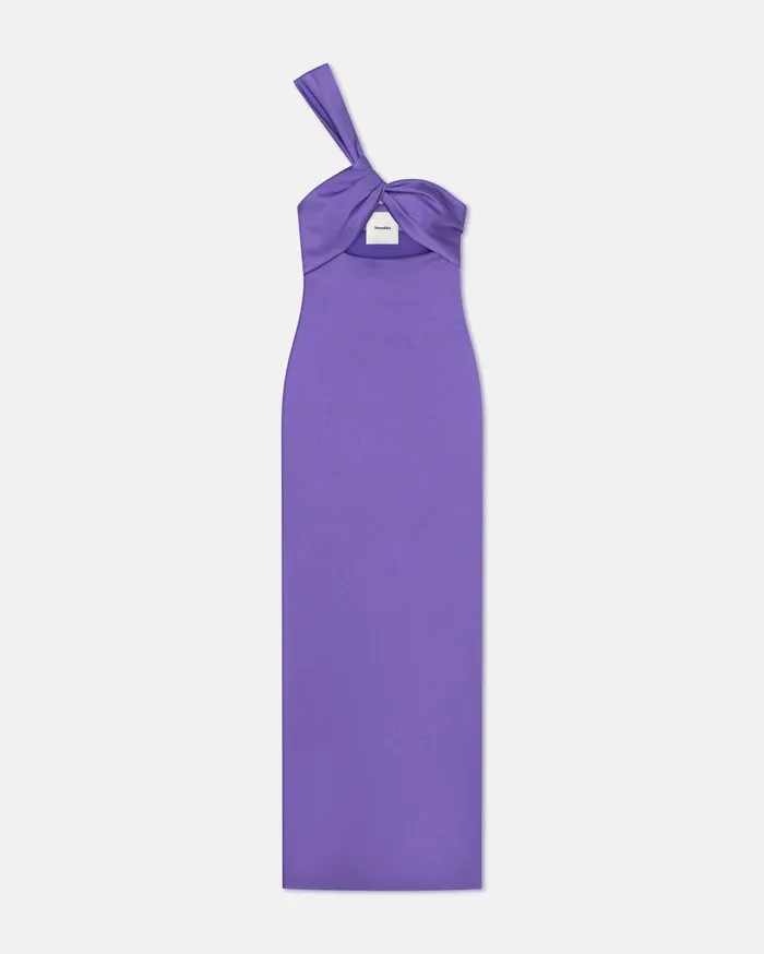 Maseco Twisted CrispSatin Maxi Dress Iris Women Nanushka Dresses