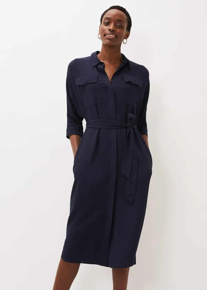 Maxine Belted Shirt Dress Navy Women Phase Eight Dresses