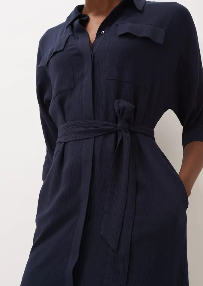 Maxine Belted Shirt Dress Navy Women Phase Eight Dresses