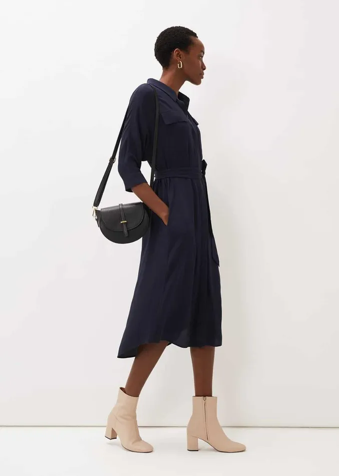 Maxine Belted Shirt Dress Navy Women Phase Eight Dresses