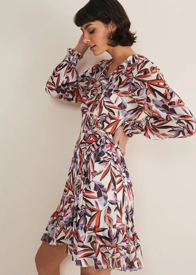 Melinda Leaf Print Mini Dress Ivorymulti Women Phase Eight Dresses