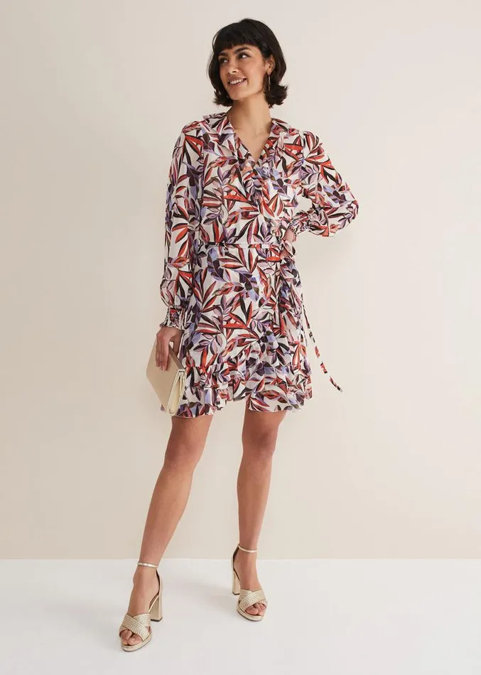 Melinda Leaf Print Mini Dress Ivorymulti Women Phase Eight Dresses