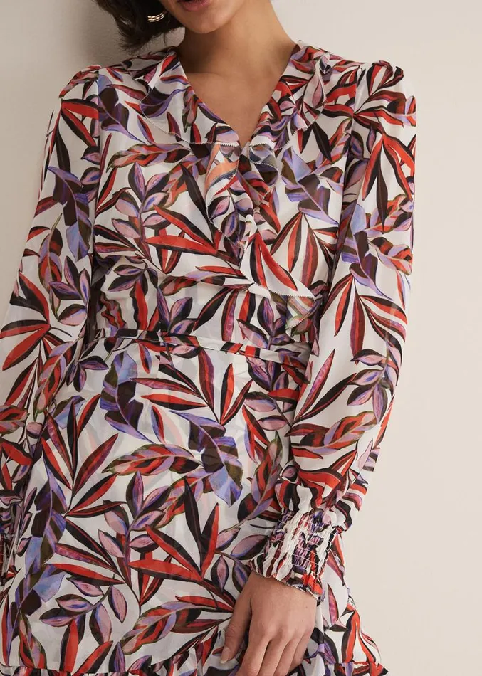Melinda Leaf Print Mini Dress Ivorymulti Women Phase Eight Dresses