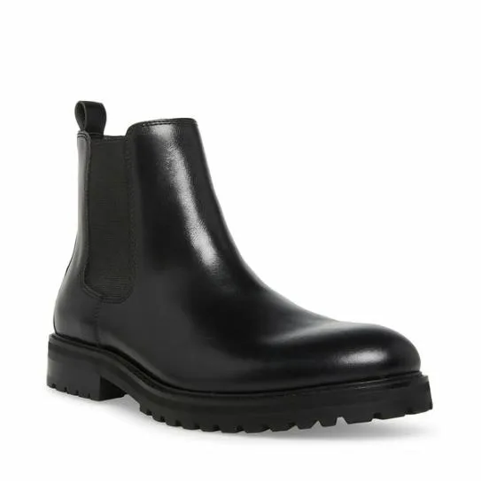 Men039s DUREN BLACK LEATHER Black Leather Steve Madden Boots