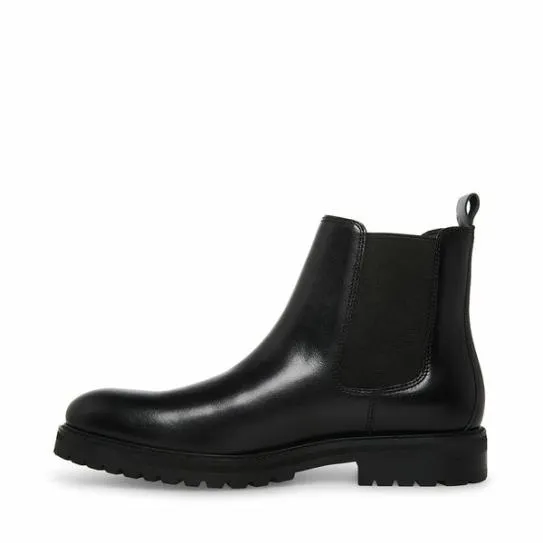 Men039s DUREN BLACK LEATHER Black Leather Steve Madden Boots