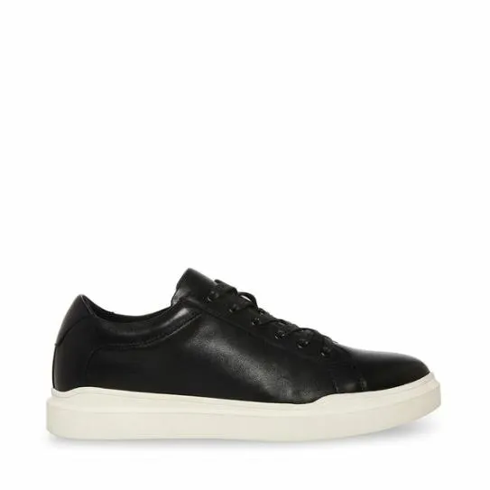 Men039s TILTON BLACK LEATHER Black Leather Steve Madden Sneakers