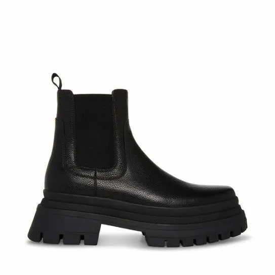 Men039s ZAP BLACK LEATHER Black Leather Steve Madden Boots