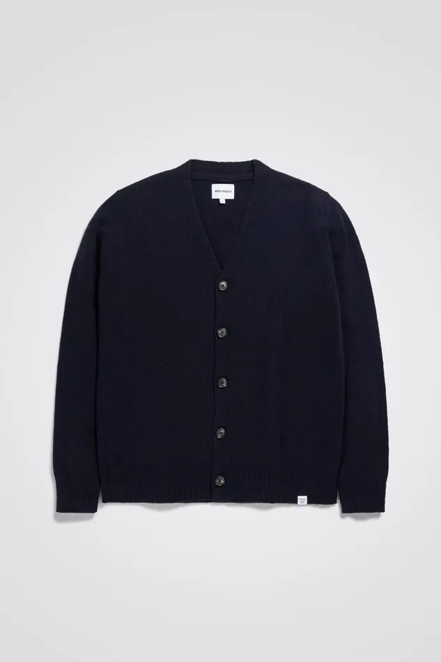 Men Adam Merino Lambswool Cardigan Dark Navy Norse Projects Knitwear