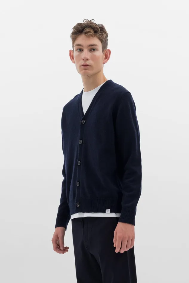 Men Adam Merino Lambswool Cardigan Dark Navy Norse Projects Knitwear