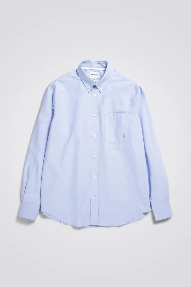 Men Algot Oxford Monogram Shirt Pale Blue Norse Projects Shirting