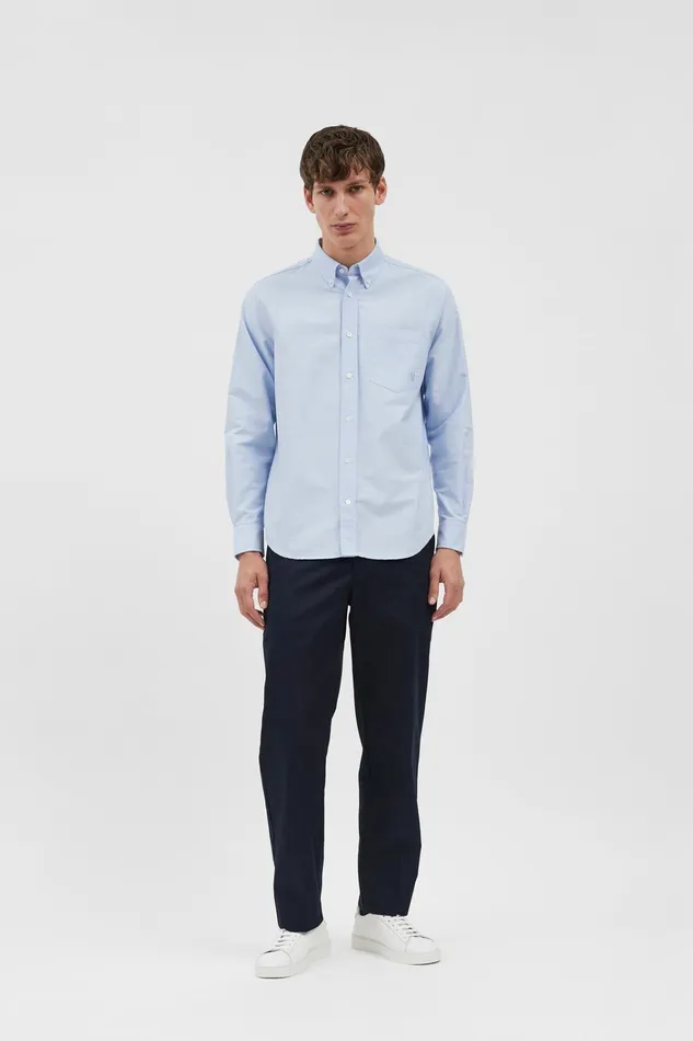 Men Algot Oxford Monogram Shirt Pale Blue Norse Projects Shirting
