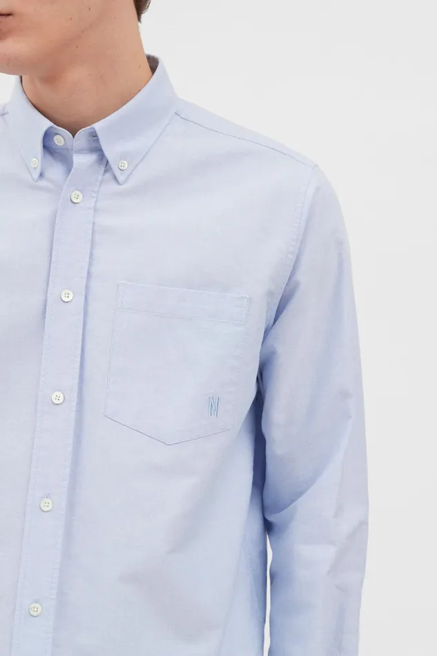 Men Algot Oxford Monogram Shirt Pale Blue Norse Projects Shirting