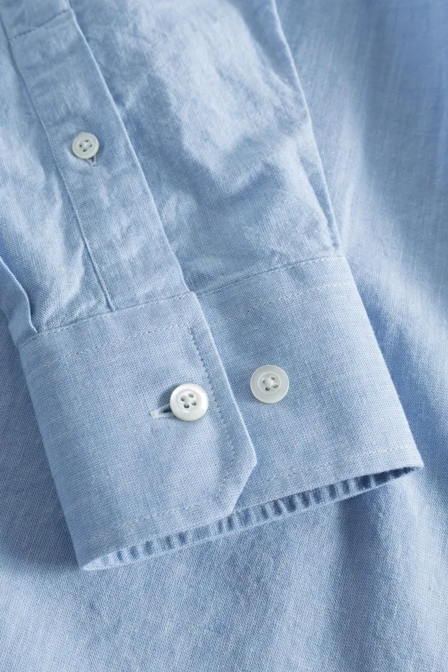 Men Algot Relaxed Cotton Linen Shirt Pale Blue Norse Projects Shirting