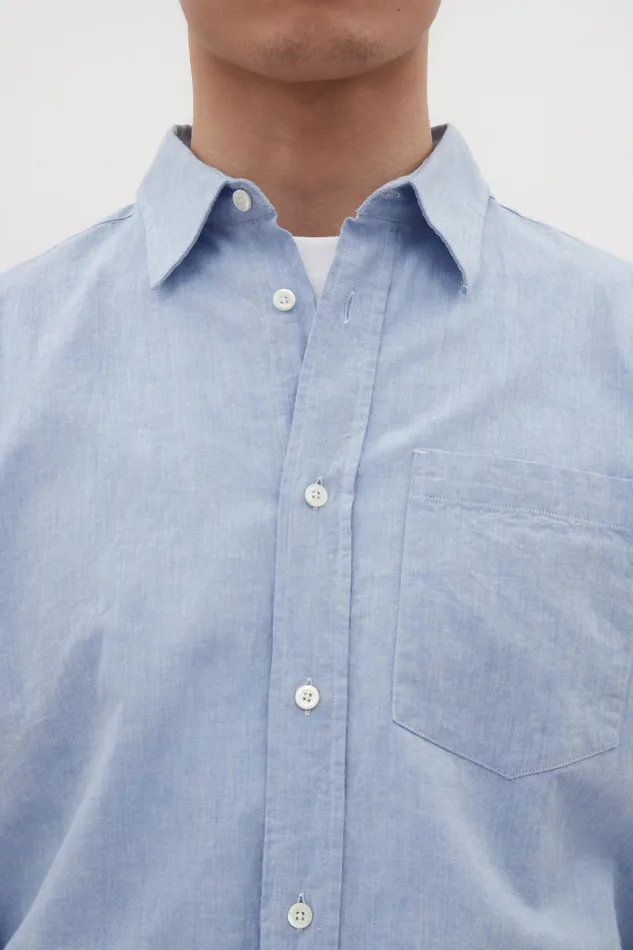 Men Algot Relaxed Cotton Linen Shirt Pale Blue Norse Projects Shirting