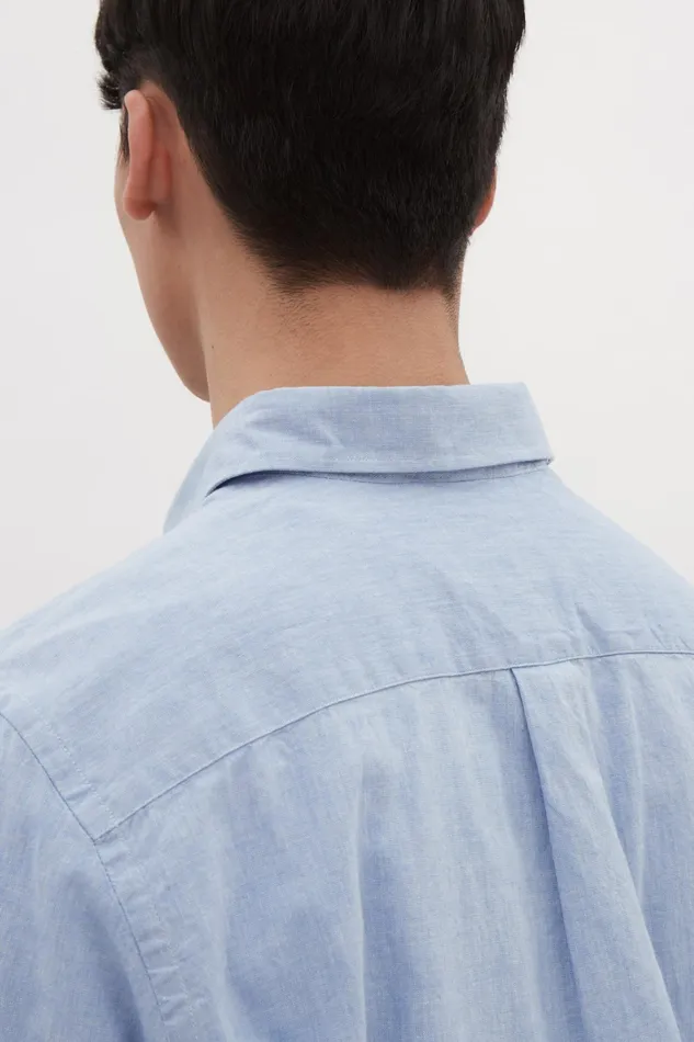 Men Algot Relaxed Cotton Linen Shirt Pale Blue Norse Projects Shirting