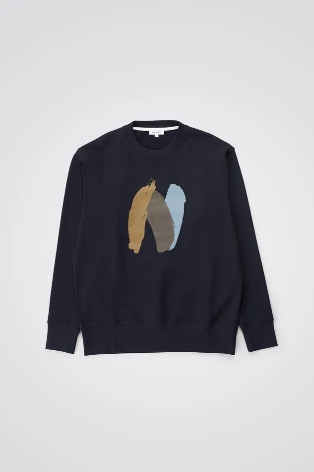 Men Arne Paint N Logo Sweatshirt Dark Navy Norse Projects Sweatshirts