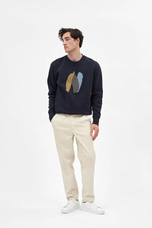 Men Arne Paint N Logo Sweatshirt Dark Navy Norse Projects Sweatshirts